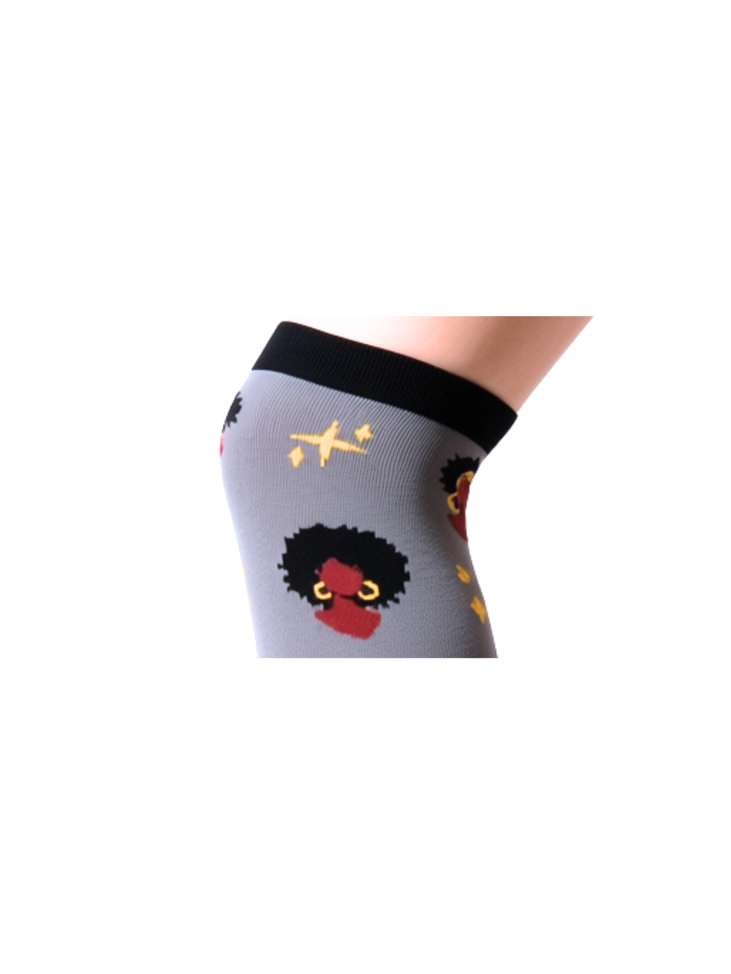 Melanin Monarch Charcoal compression sock cuff close-up, gold crown detail