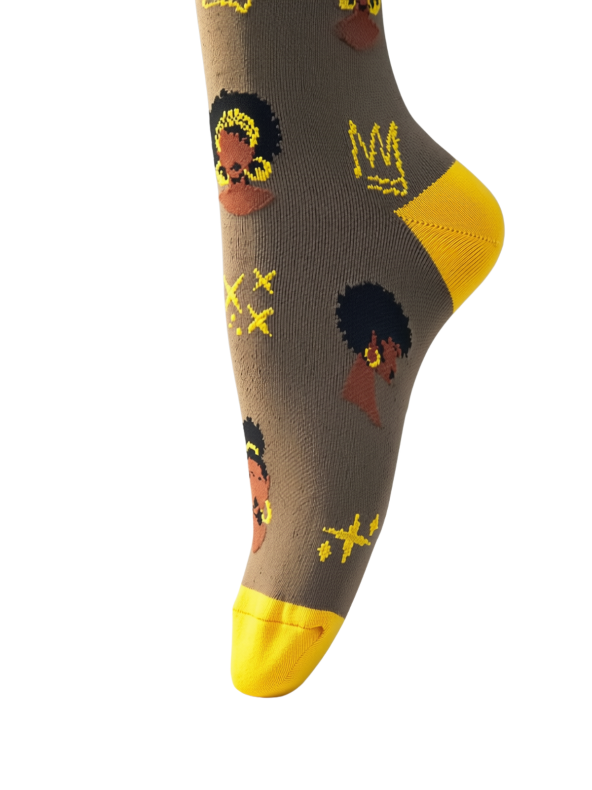 Melanin Monarch Cocoa compression sock, foot and heel view