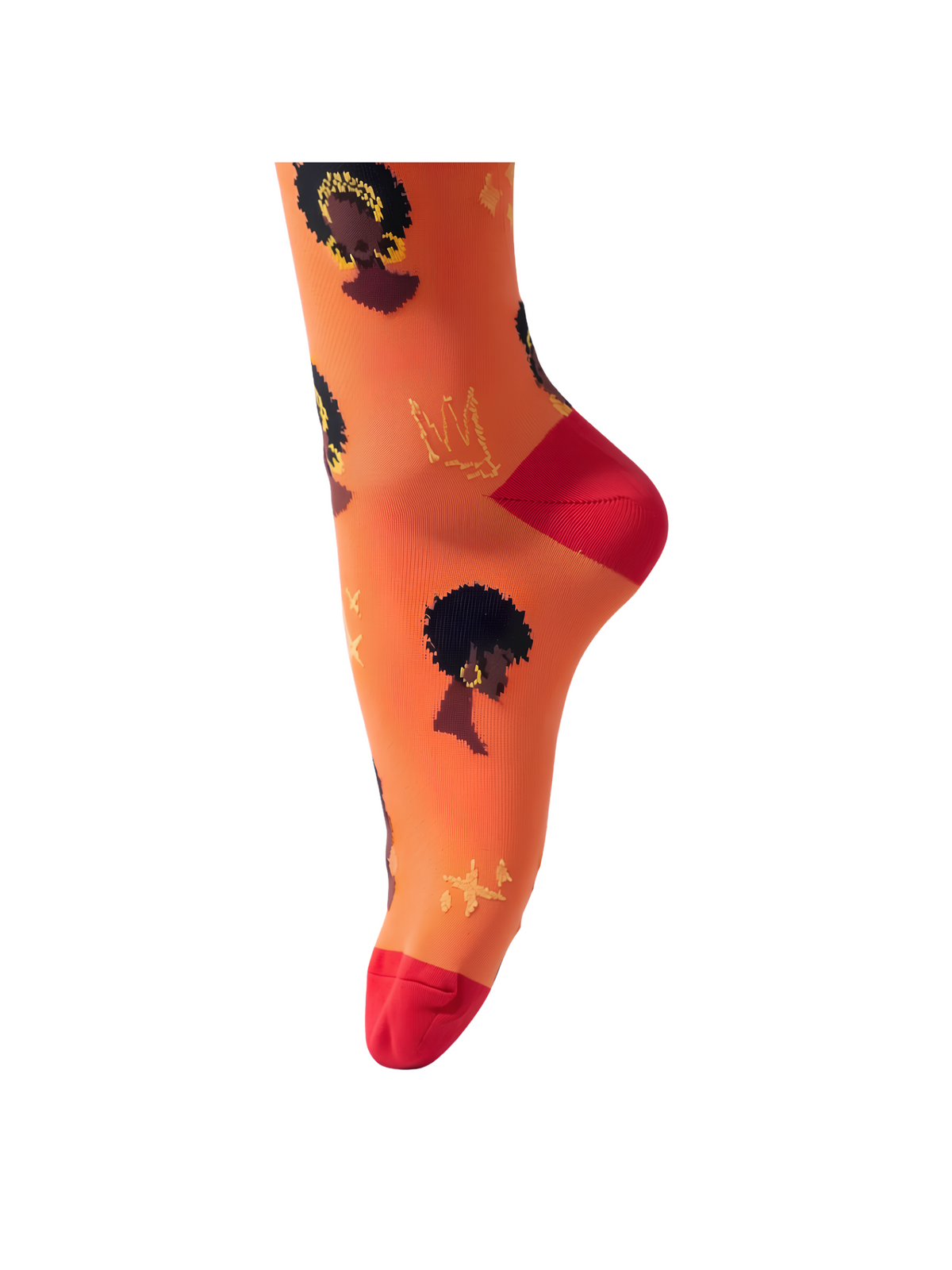 Melanin Monarch Ember compression sock, foot and heel view