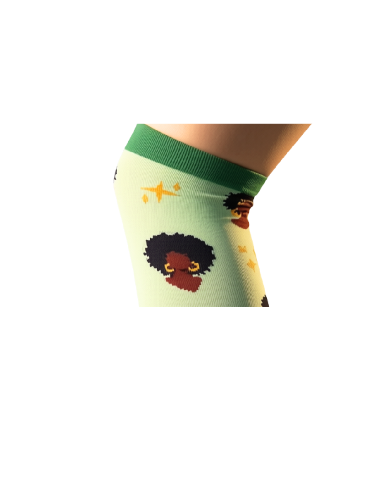 Melanin Monarch Mint compression sock cuff close-up, gold crown detail