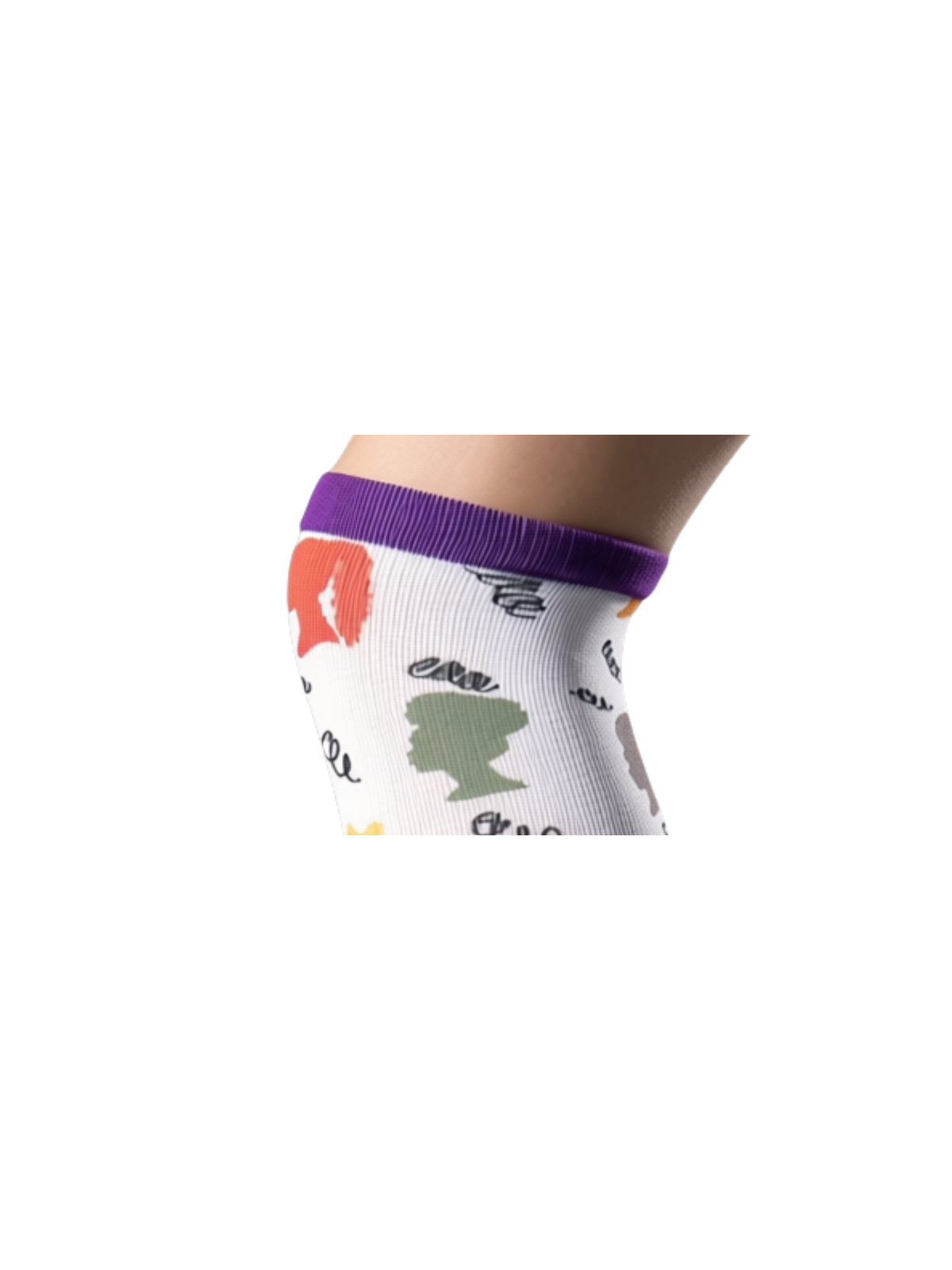 Curls & Crowns Royal Edition compression sock cuff close-up, bold color detail