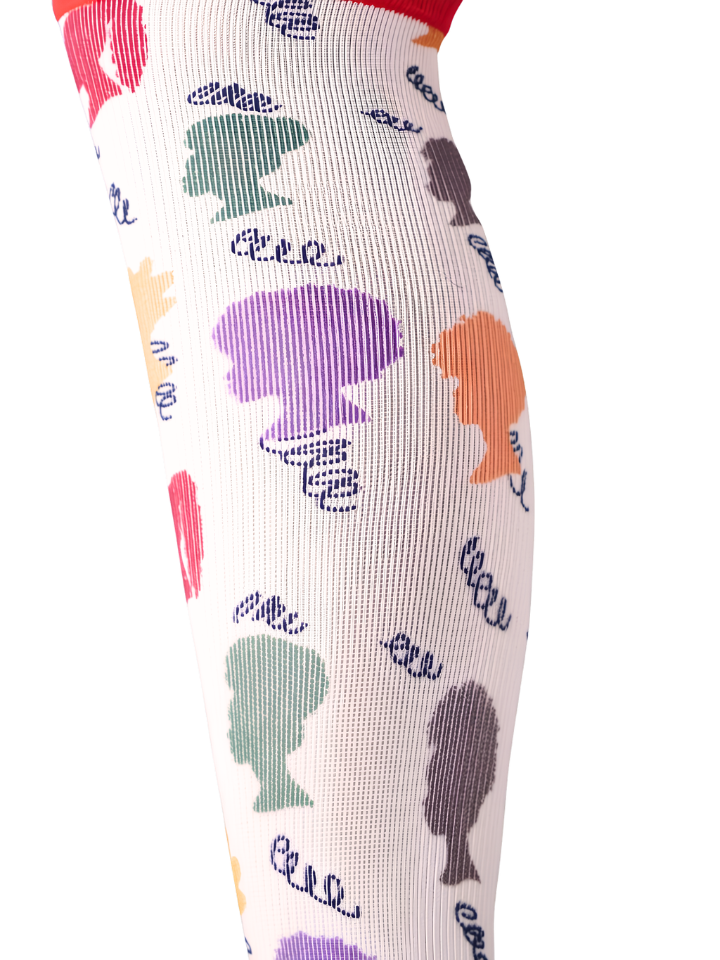 Curls & Crowns Spice Edition compression sock, mid-calf view showing spice-toned pattern