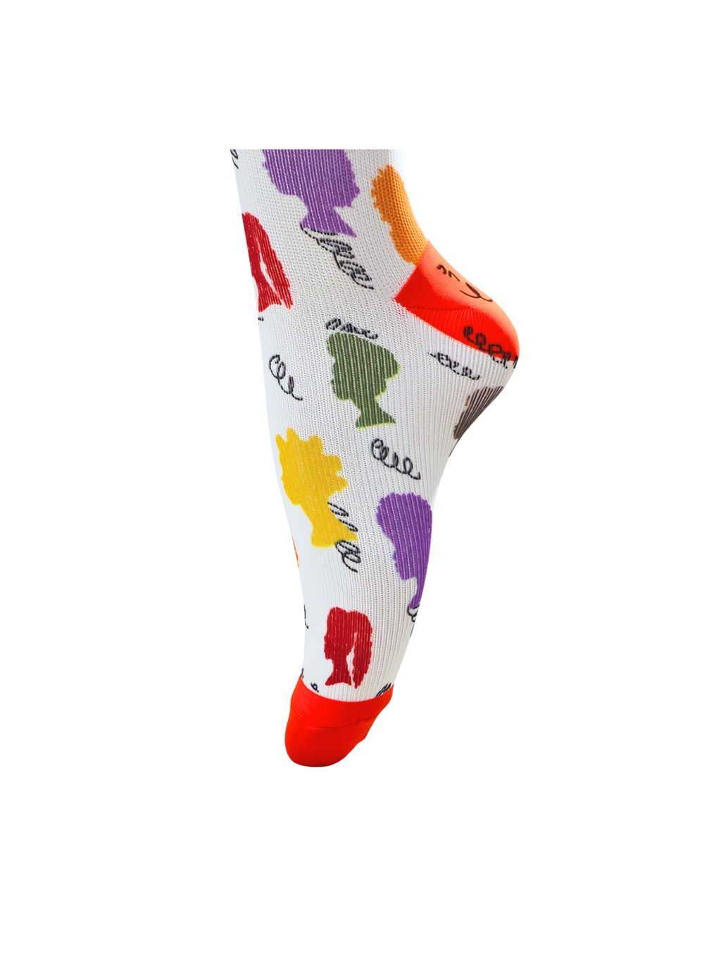 Curls & Crowns Spice Edition compression sock, foot and heel view